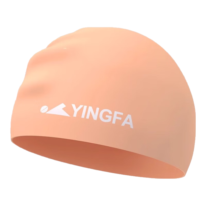 英发（YINGFA）泳帽 纯色硅胶长发防水舒适不勒头男女通用成人游泳帽 桔色（加大款）男女通用