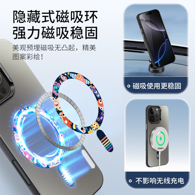 霸时代适用  iPhone16promax手机壳苹果16promax保护套全包磁吸超薄简约创意卡通彩银防摔女男款外壳 彩银imd磁吸【小怪兽派对】 苹果16promax