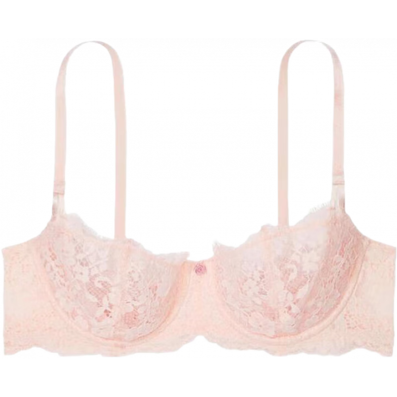 维多利亚的秘密（Victoria's Secret）内衣维密大秀同款文胸梦天使系列 蕾丝性感舒适聚拢显胸型透气 Purest Pink 70C