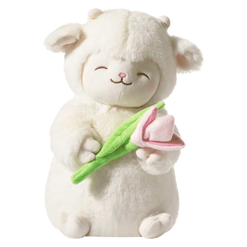 MINISO名創(chuàng)優(yōu)品dundun墩墩雞可愛毛絨玩偶大號(hào)公仔睡覺抱枕生日禮物 羊咩咩系列-暖白小羊公仔(抱郁金香款) 見詳情