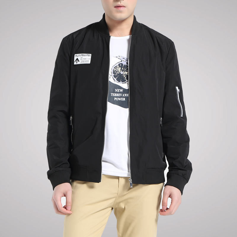 luxury lane春季男士夹克棒球服立领外套 黑色 3xl