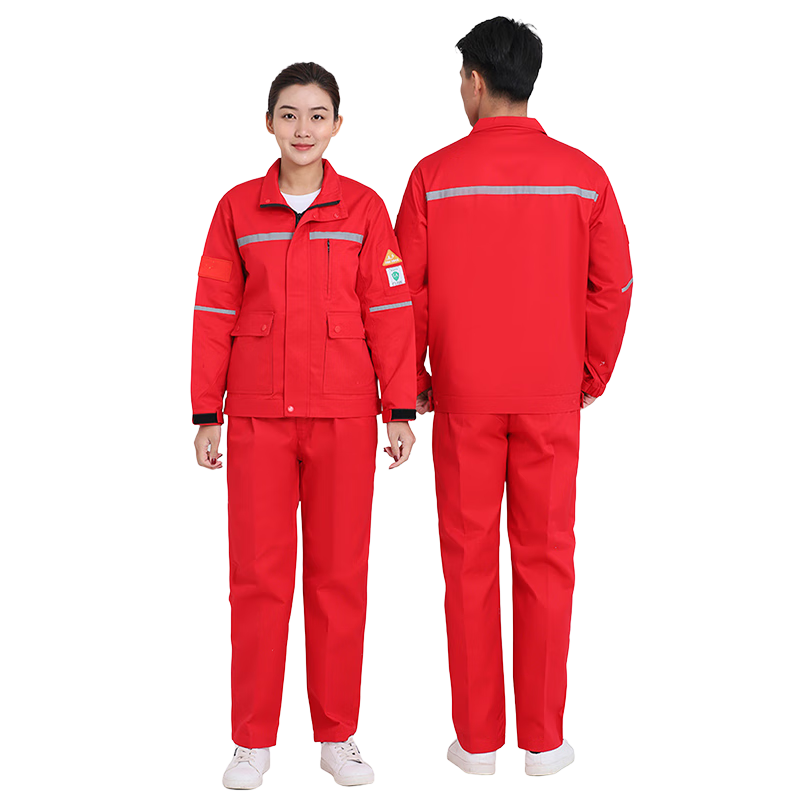 勝麗（SHENGLI） 耐酸堿分體式工作服帶反光條 紅色 XL碼 NS104R