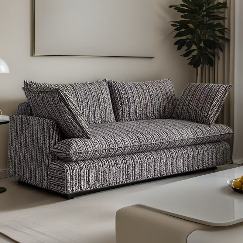 客厅小户型新款 实木精约现代棉麻布艺 公寓家用三人位直排沙发 沙发