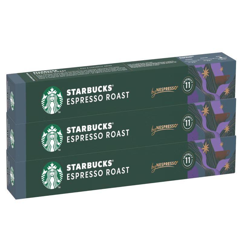 星巴克（Starbucks）口碑甄選膠囊咖啡混享30顆 黑咖啡進(jìn)口套裝 適配Nespresso膠囊機(jī)