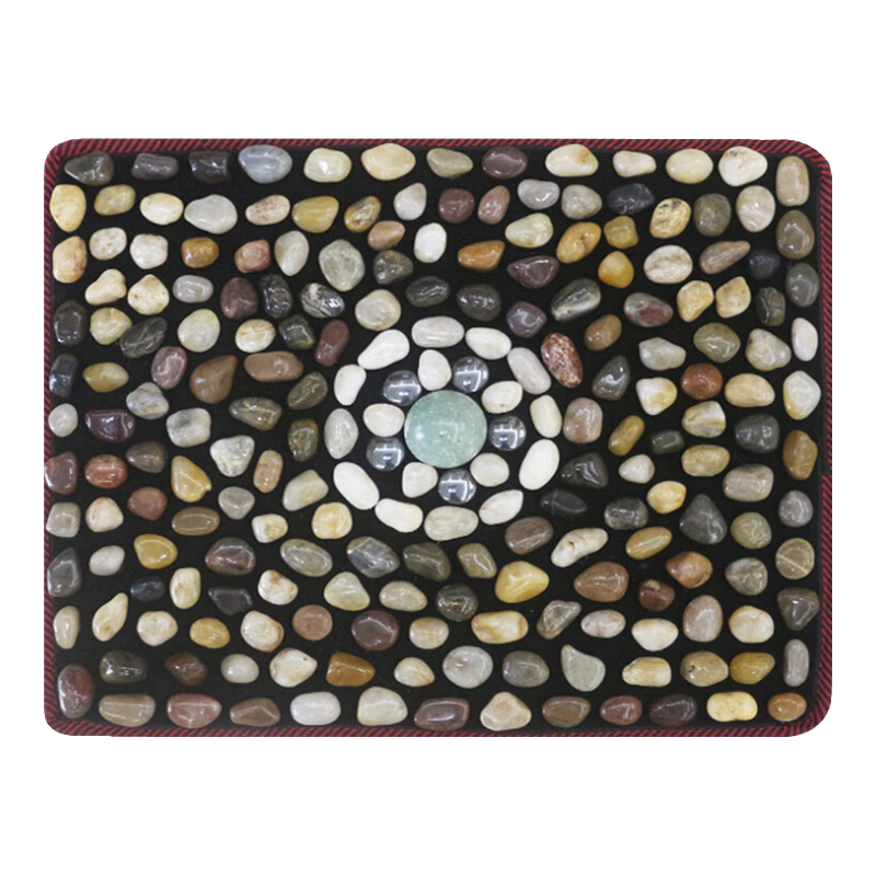 鵝卵石足底按摩墊指壓走毯健身球足療健康磁療走道公園天然石子路 單球五彩方塊磁石款