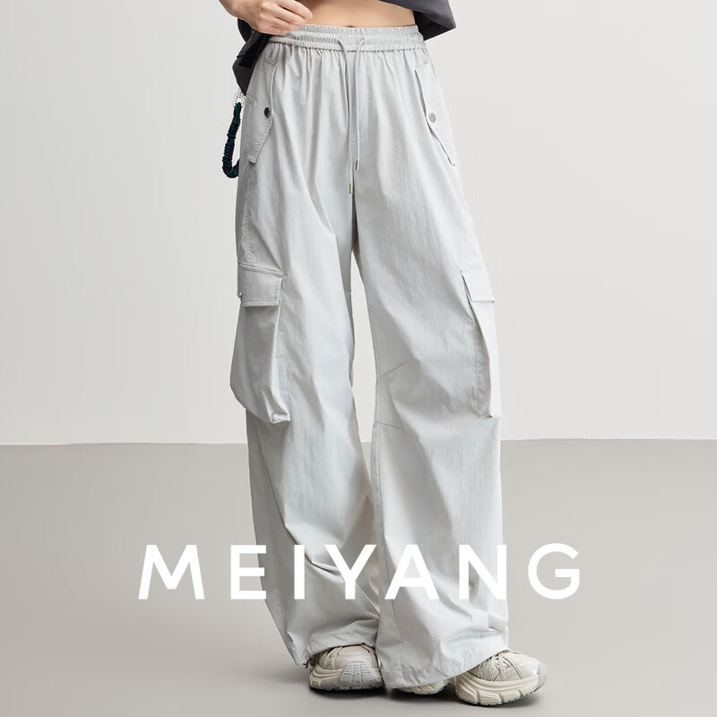 美洋（MEIYANG）空境休闲裤 空变纱UPF100+山系工装裤【小70】 浅灰蓝常规版 M