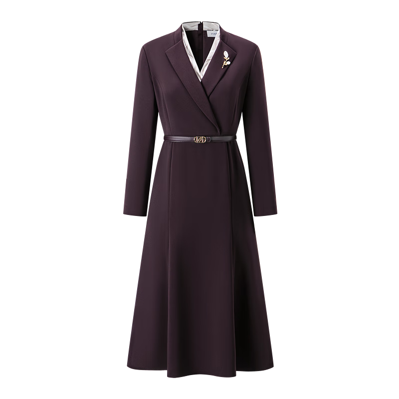 PORTS寶姿女裝2025秋冬新款印花拼接領(lǐng)連衣裙ALQ9D030SWQ062 櫻桃紅漆色 XS (2)