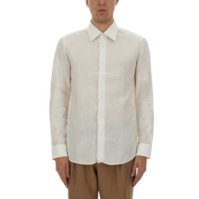 BOSS男士土耳其進(jìn)口純亞麻長(cháng)袖襯衫透氣休閑商務(wù)襯衣 WHITE 均碼 |42