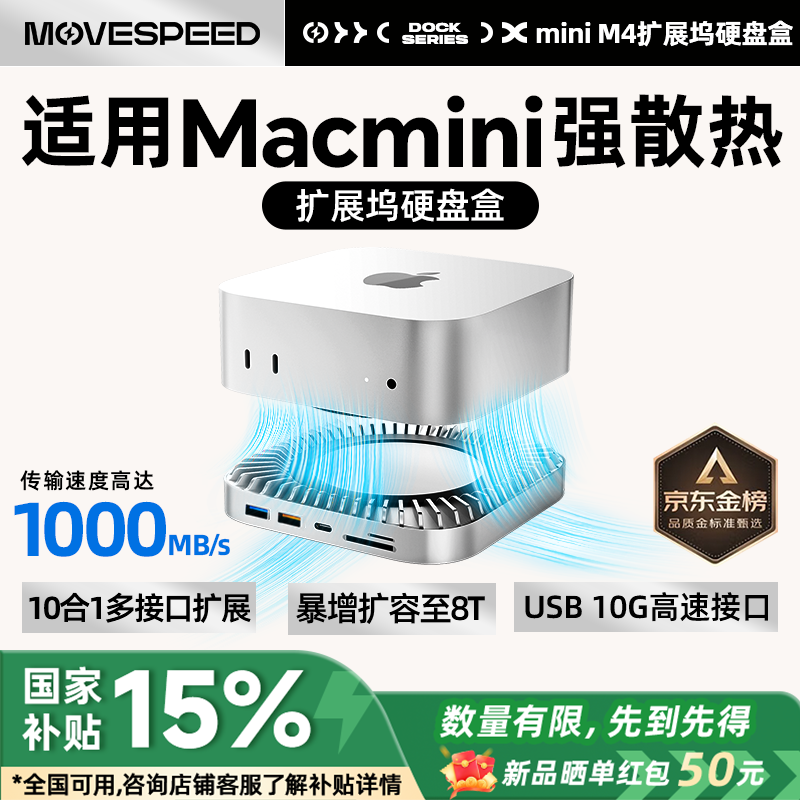 ���٣�MOVE SPEED��������Macmini M4��չ��Ӳ�̺� SSD�ƶ�Ӳ��������ݴ洢 ɢ�ȵ�����չ�� 10G��������׵�4/5�ӿ�