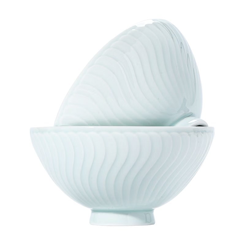 景德鎮(zhèn)陶瓷影青飯碗套裝家用中式泡面湯碗高溫白瓷餐具高檔喬遷搬家禮物 月華-面碗*2(簡易包裝）