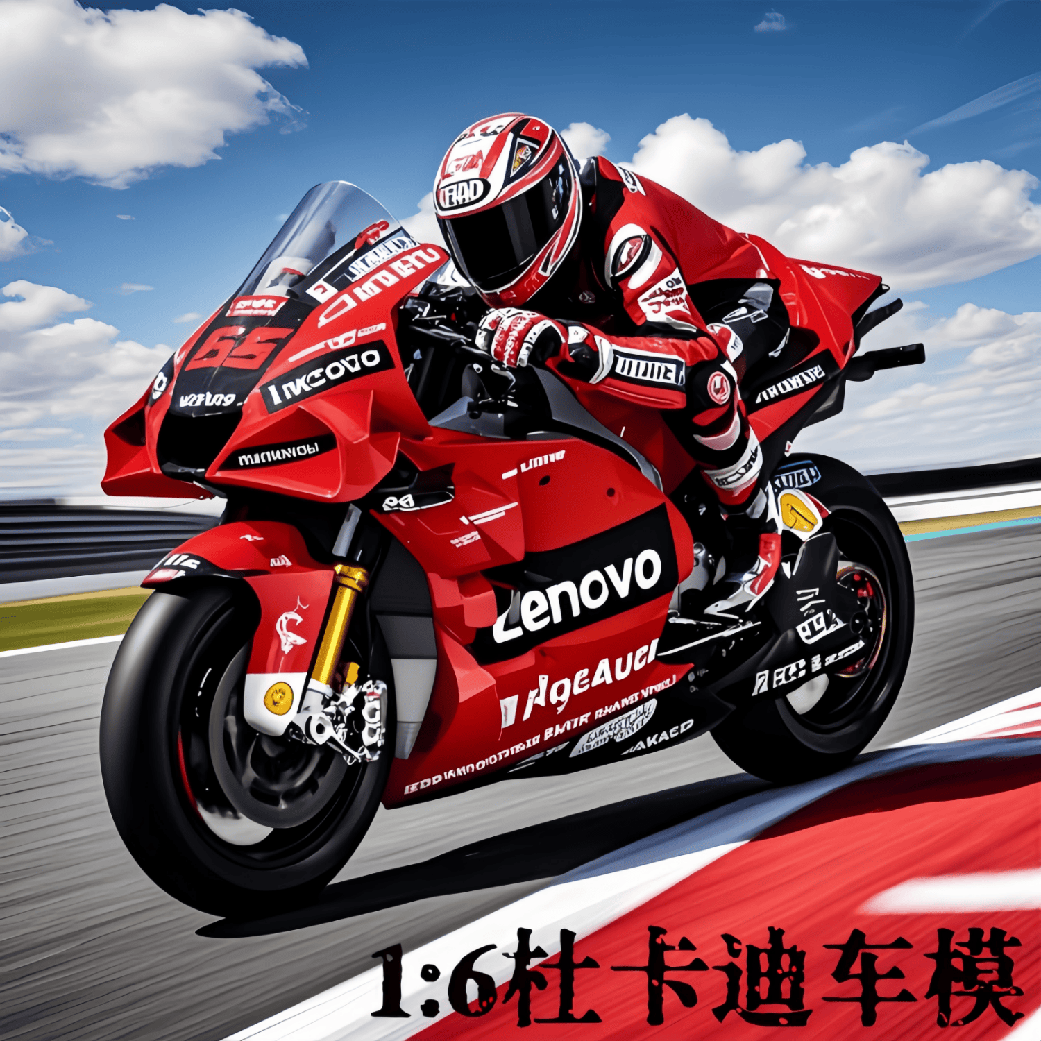 赟娅正版杜卡迪GP红牛赛车仿真摩托车玩具机车合金模型送男生节日礼物 1:6杜卡迪联想车队【正版授权】