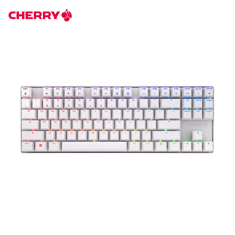 CHERRY櫻桃MX82無(wú)線三模RGB機(jī)械鍵盤(pán)黑青茶紅軸87鍵游戲電競(jìng)禮物 彩光-白色款【無(wú)線三?！?黑軸_是_87鍵_標(biāo)配