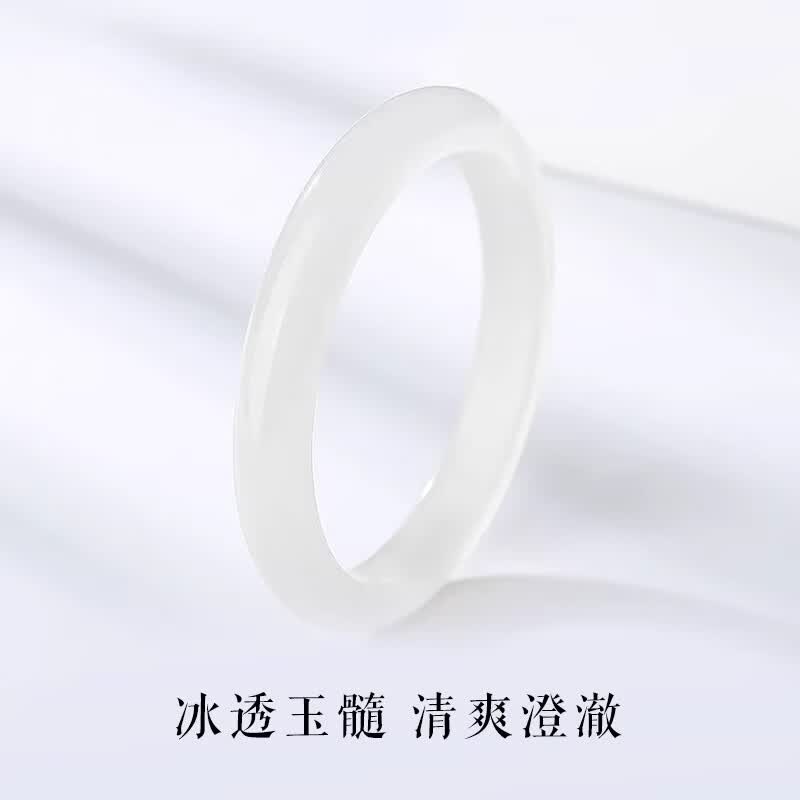 戴银坊白月光玉手镯女冰种宽条玉髓镯子首饰品纪念日生日礼物女友老婆 荔枝冻手镯（叮当镯） 62-63圈口（130-140斤）
