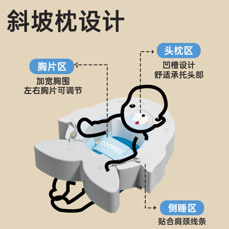 COOKSS婴儿游泳圈免充气0-3岁宝宝新生儿6-12小月龄泡澡腋下躺圈防呛水 海豹躺圈丨推荐0-3岁新生儿专属