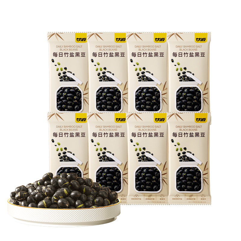 甘源每日竹盐烘烤黑豆200g（25g*8袋）即食零食原香酥脆非油炸高蛋白