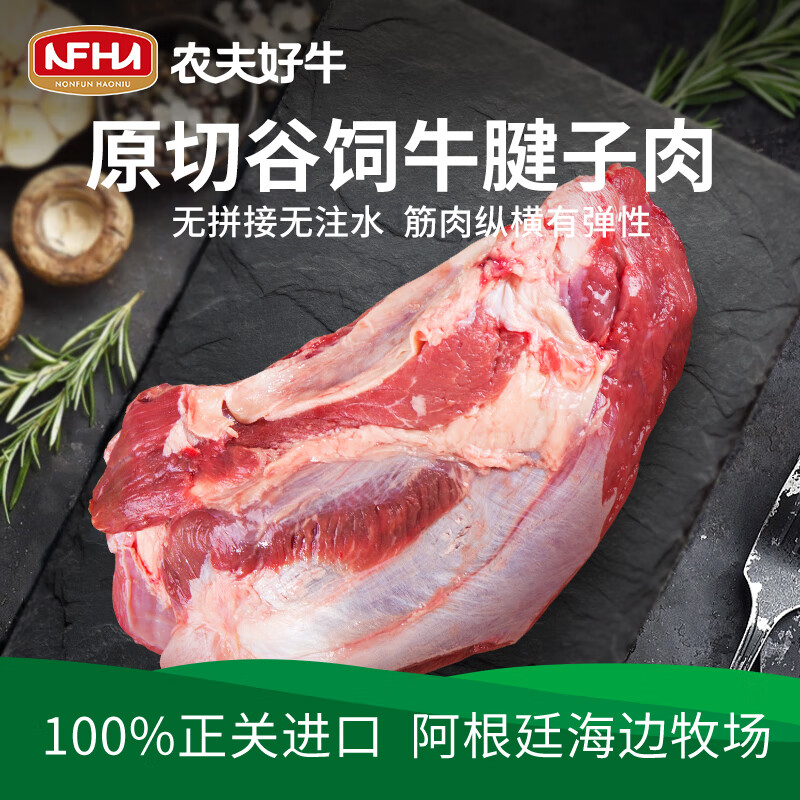 农夫好牛进口谷饲原切牛腱子肉1000g纯牛肉健身低脂牛肉净重2斤 冷冻生鲜