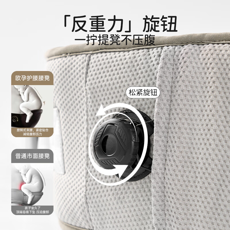 欧孕婴儿腰凳宝宝背带轻便四季二合一小月龄宝宝出行外出多功能抱娃 【蜜桃粉 】升级旋钮-可调节款