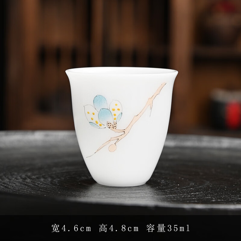 手繪品茗杯冰種玉瓷陶瓷功夫小茶杯泡茶專(zhuān)用客杯單個(gè)多款茶杯批發(fā) 冰種玉瓷手繪茶杯1