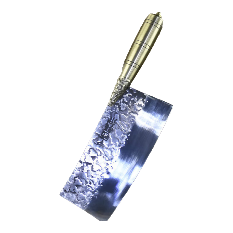 龍虎刀劍龍泉手工鍛打高檔菜刀酒店廚師專用切片刀家用超快鋒利切肉片魚刀 銅柄切片刀（不能斬骨）