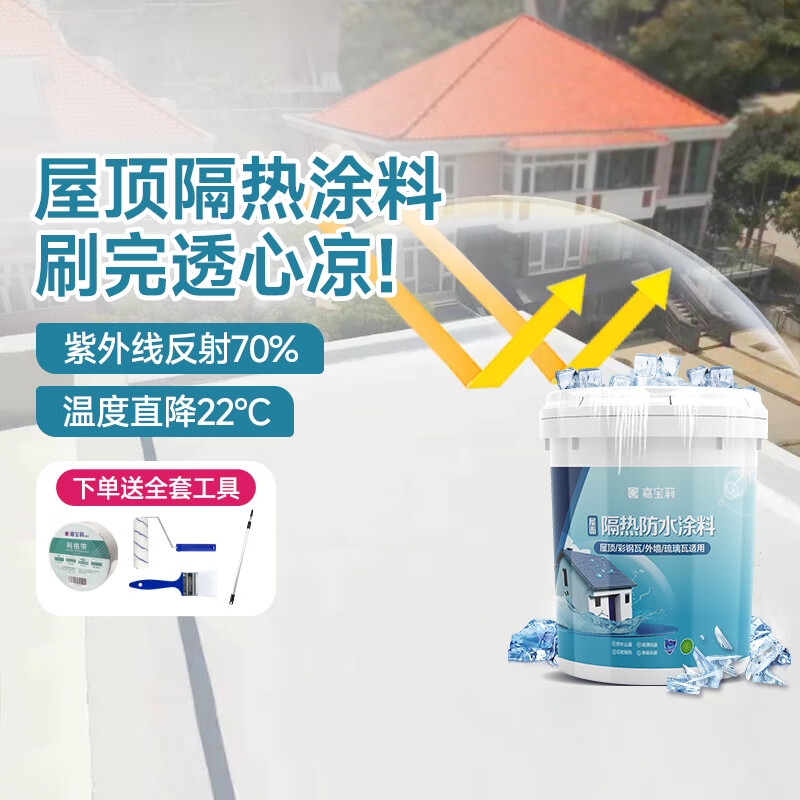 嘉寶莉（CARPOLY）屋頂防水補漏材料隔熱涂料液體防水卷材修復(fù)開裂瀝青彈性耐高溫 20kg/白色隔熱防水