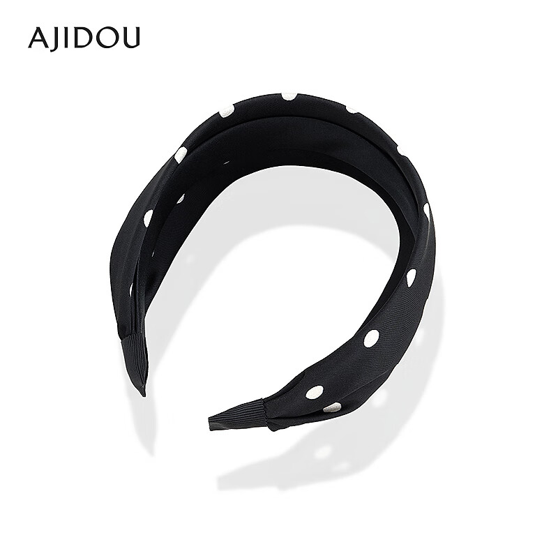 AJIDOU阿吉豆发箍生日礼物 时尚简约复古波点纹宽头箍百搭送女友 送老婆 黑色 1个