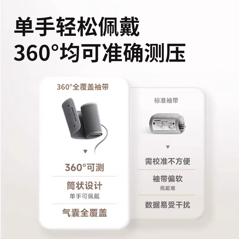 联想电子上臂式血压计血压测量仪家用老人高精准量高血压测量心率仪器 一键测量+语音播报指导+可充电