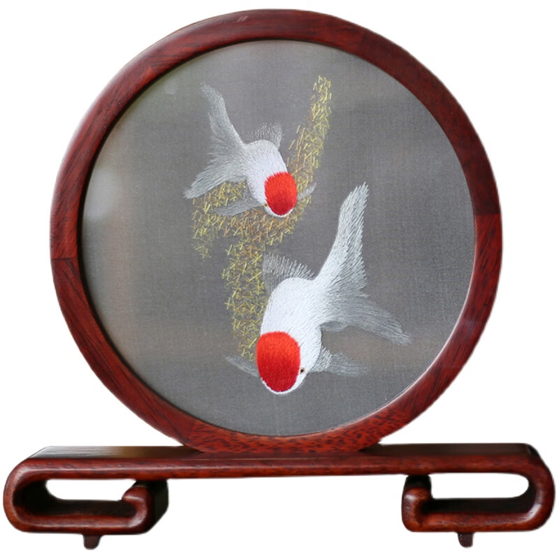 红娘雅绣湘绣手工刺绣成品摆件双面绣禅意国风创意荷花鸟蜀绣苏绣礼物礼盒 事事如意