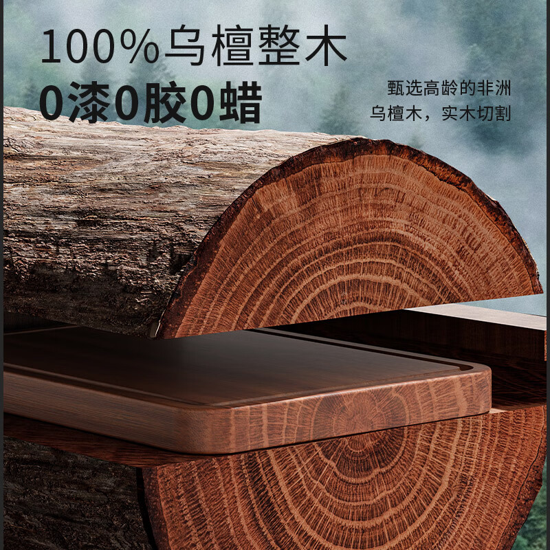 爱仕达砧板乌檀整木菜板防霉抗菌家用实木砧板双面切菜板案板厨房专用 【99.9%抗菌】34*22*2.5cm 1-2人