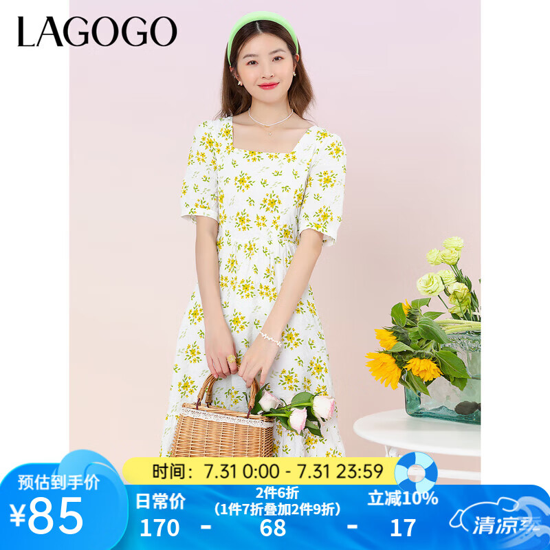 lagogo���ȹ����ն�Ͱ�������������������黨�¿���������ȹŮ ��ɫ(Y0) L 165/40