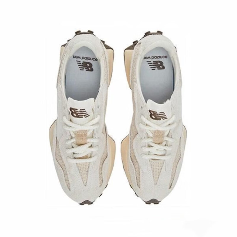 新百伦男女款 327系列复古休闲运动跑步鞋 米色｜白色 45