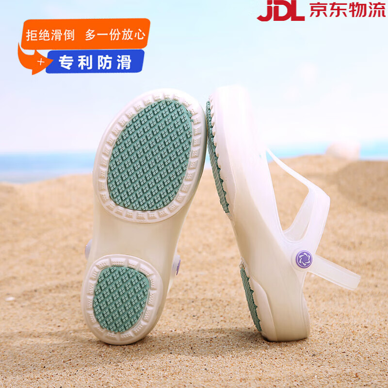 JDOV【新品】護士洞洞鞋女夏季外穿防滑厚底拖鞋孕婦軟底涼鞋果凍鞋沙 天使白 35 女款_