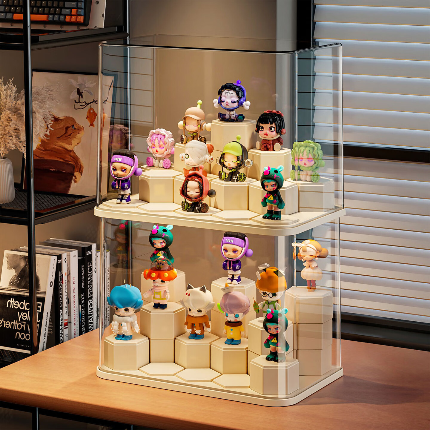 KAMAN盲盒展示架收纳亚克力透明防尘手办展示柜玩具积木泡泡玛特展示盒 大号【积木块15个】2套