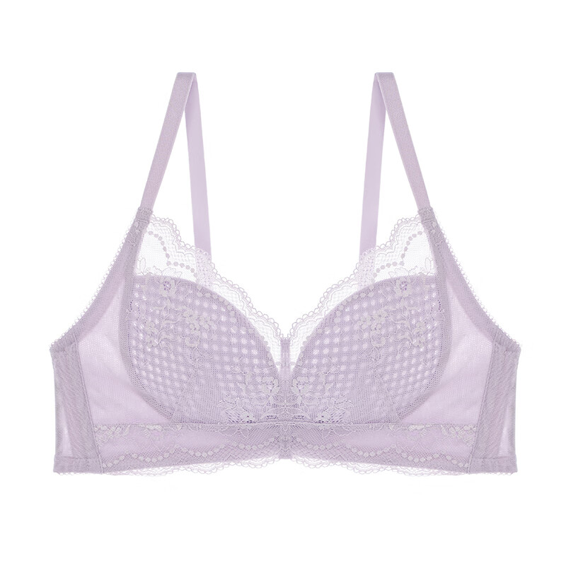 愛美麗內(nèi)衣女無鋼圈大胸顯小蕾絲薄款收副乳防下垂文胸IM17AWS1 淡紫色 70C