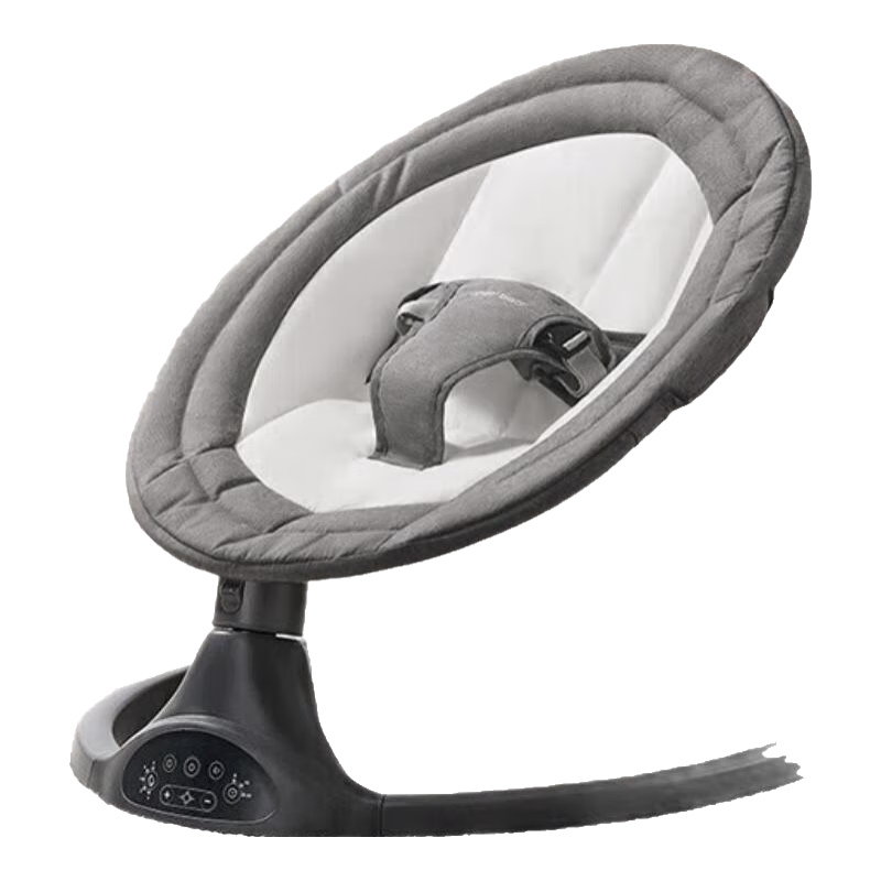 愛(ài)貝迪拉（AIBEDILA）電動(dòng)搖椅哄娃神器新生兒哄睡玩具滿(mǎn)月禮搖籃嬰兒躺睡神器搖搖床椅 【推薦】銀河灰-9件套（可折疊）