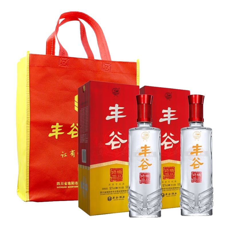 丰谷浓香型白酒52度 聚会送礼口粮酒四川白酒 川派浓香白酒 52度 500mL 2瓶 精品特曲【含礼袋】