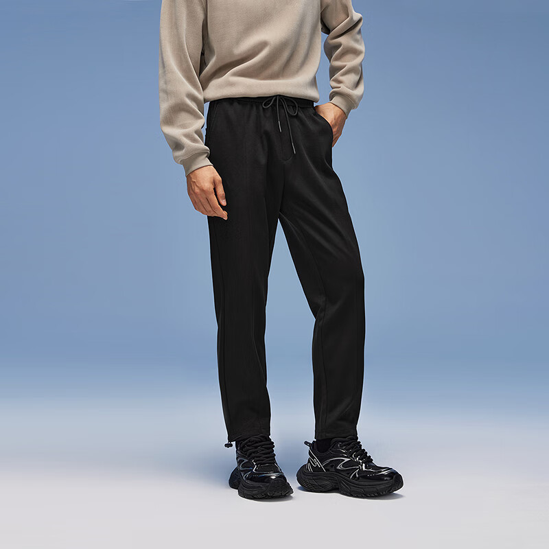 黑鲸海澜之家旗下直筒休闲卫裤男2025年秋季新品松紧裤腰休闲裤男 黑色05 2XL