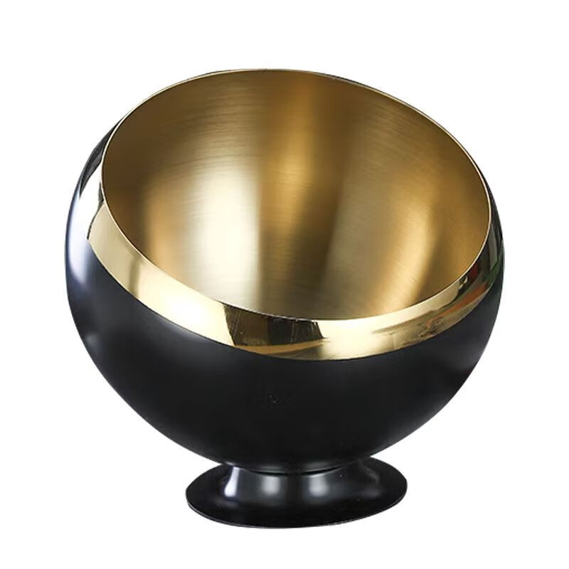 不锈钢烟灰缸台面垃圾斜口创意KTV酒吧桌面烟灰缸酒店大号果皮斗 高档斜口-带底座-22cm-钛黑金