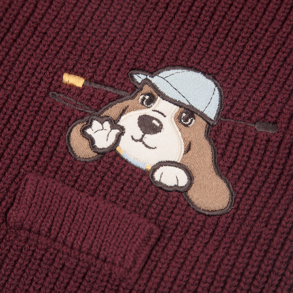 暇步士（Hush Puppies）童装儿童男大童2025秋季新款时尚童趣贴布绣马术系列开身线衣 波尔多红 110 cm