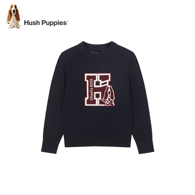 暇步士（Hush Puppies）【拜年服】童装儿童男女大童春秋新款舒适新年红色百搭线衣 经典红 170