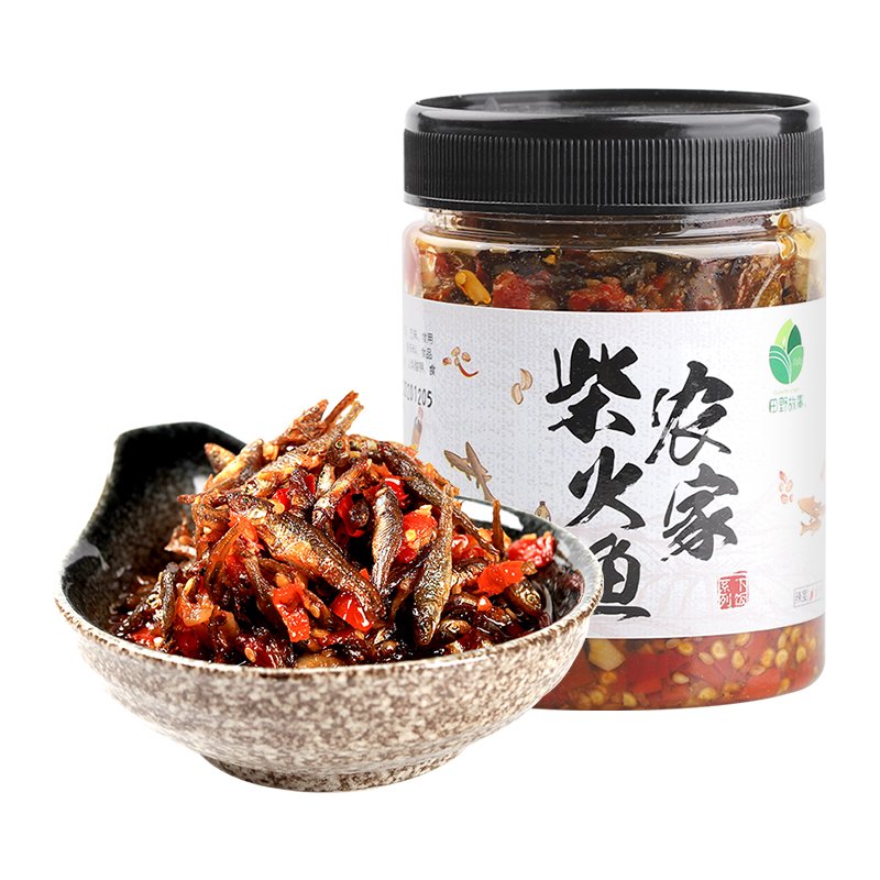 田野故事2瓶湖南特產(chǎn)香辣柴火魚(yú)干下飯菜火培魚(yú)小魚(yú)仔瓶裝零食即食 小魚(yú)仔2瓶