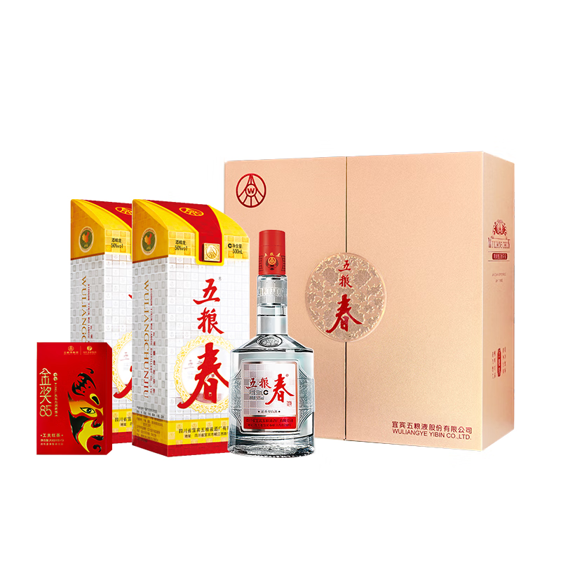 五粮液股份 五粮春 第一代 浓香型白酒 50度 500mL*2 茶酒礼盒中秋礼品