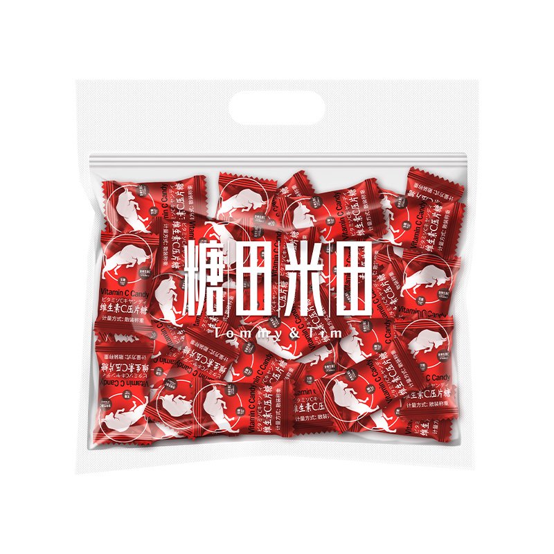 糖田米田無糖薄荷糖維生素C含片壓片糖圈圈糖喜糖清涼含片糖果 無糖薄荷糖維生素C壓片糖250g約