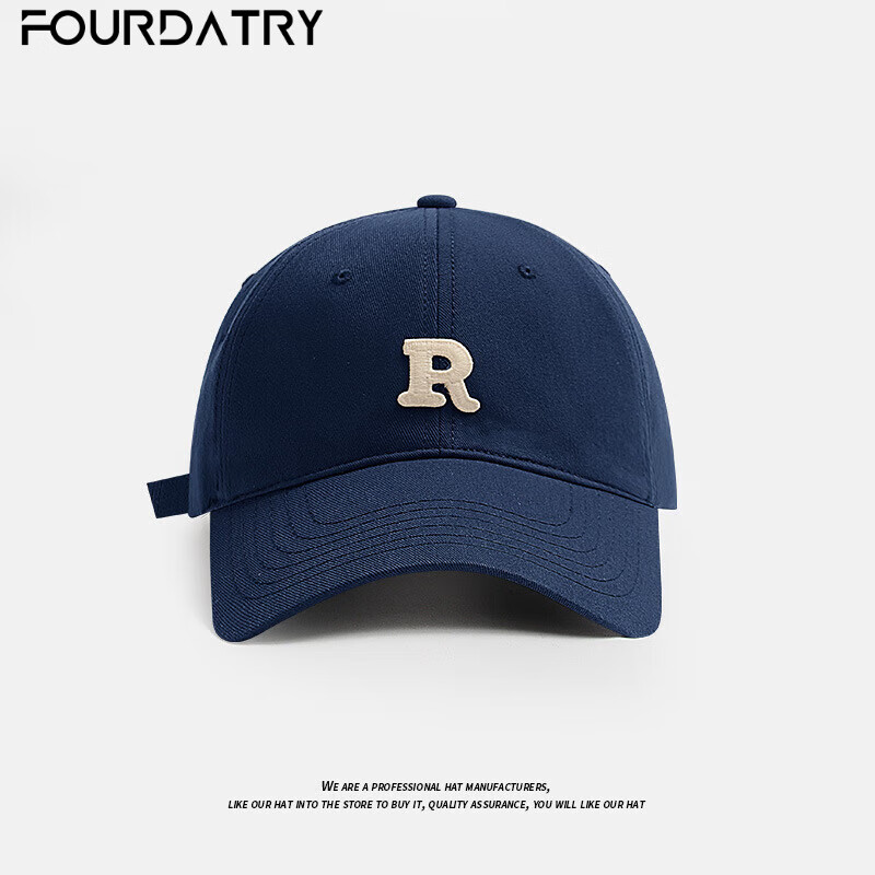 FOURDATRY帽子女夏季简约休闲鸭舌帽R标百搭字母棒球帽男士防晒帽 高品质款-藏青色贴布R字母 均码