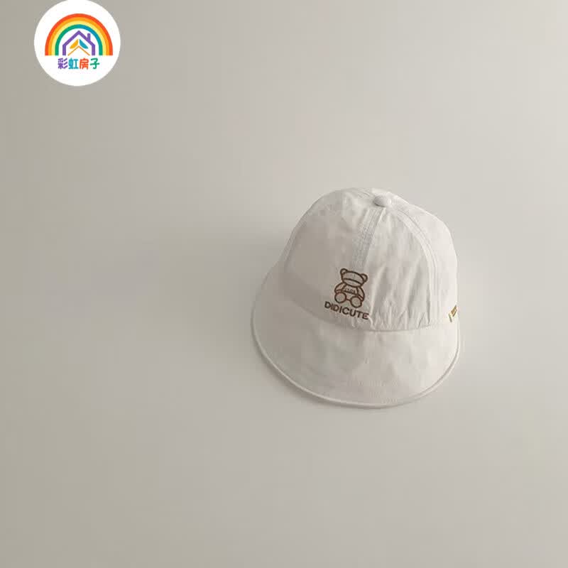 彩虹房子婴儿帽子夏季薄款遮阳宝宝网眼太阳帽儿童男童春夏防晒凉帽 卡其熊速干帽43-50【8个月-4岁】