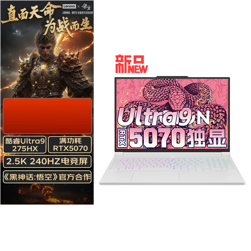 联想拯救者Y9000X 【补贴20%】2025 AI元启 酷睿2代 RTX5070独显电竞游戏笔记本电脑 Ultra 9 275HX  RTX5070 32G 1T 2.5K 240Hz 白色