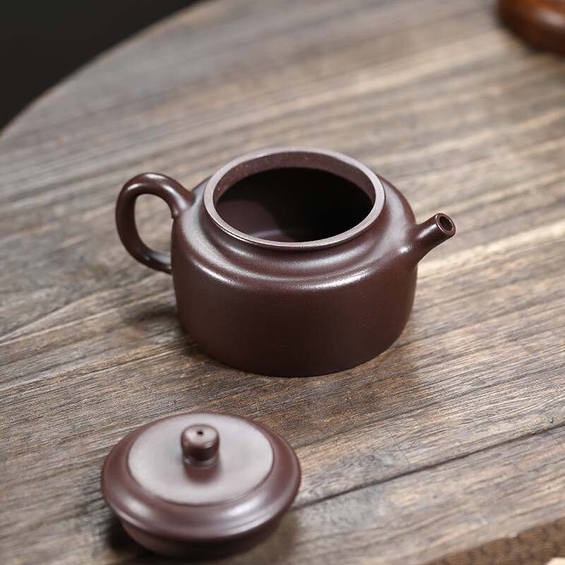 紫砂壶手工茶壶泡茶器养生壶紫砂壶泡茶壶茶具 紫泥德钟 210ml
