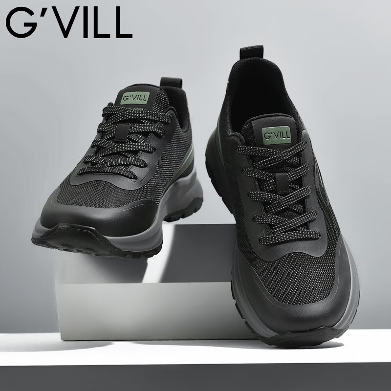 贵之步秋冬季新款软底厚底增高透气休闲鞋男鞋缓震防滑舒适运动鞋 黑色 （G610) 42 （运动鞋码）