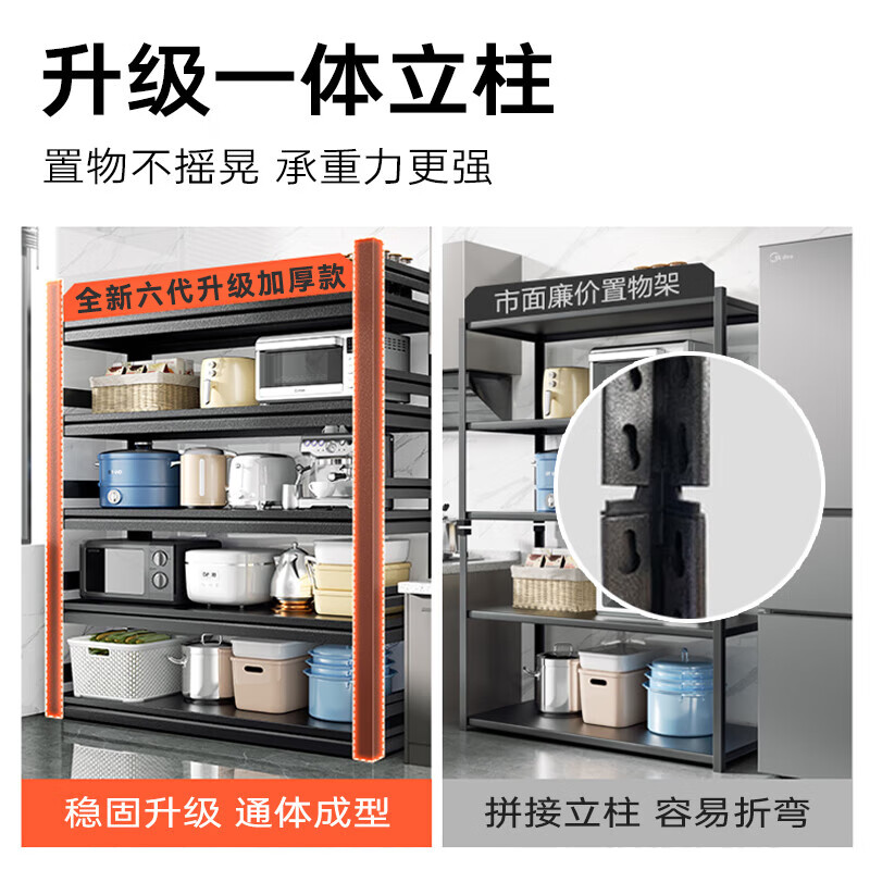 邦林纳厨房置物架落地多层货架家用多功能储物架微波炉锅具电器收纳架子 【3层】长40宽30高80