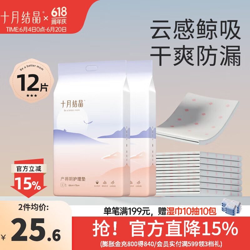 十月結(jié)晶 孕婦產(chǎn)褥墊產(chǎn)婦護(hù)理床墊一次性衛(wèi)生墊產(chǎn)墊月子月經(jīng)期護(hù)理 12片裝60*70cm