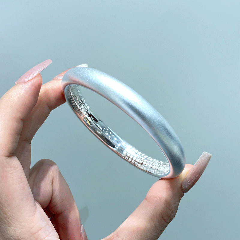 夢(mèng)祥銀（Myshine）古法傳承心經(jīng)銀手鐲實(shí)心磨砂素圈閉口女款足銀999送女友 古法54#_約36g